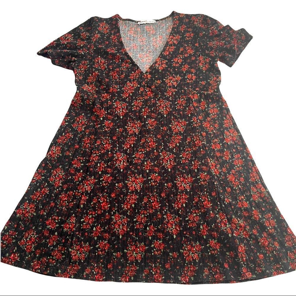 Pull&Bear Floral Crepe A-Line Tunic Top Sz M